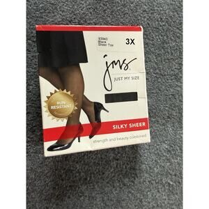 Just My Size Shaper Pantyhose Nylons Stockings Sheer Black Size 3X Run Res